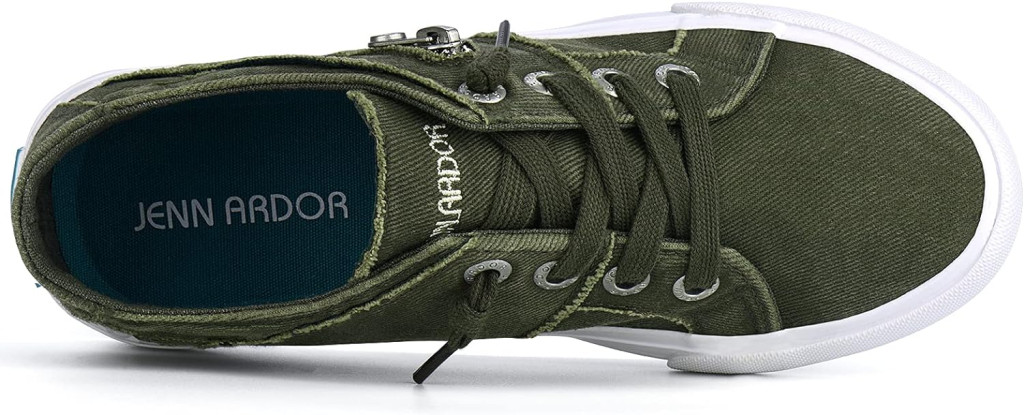 JENN ARDOR Women Sneakers Low Top Slip On Fashion Shoes Lace up Canvas Flats Walking Running Shoes