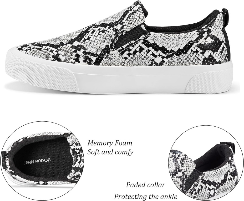 JENN ARDOR Womens Slip On Sneakers Perforated/Quilted Casual Shoes Fashion Walking Flats