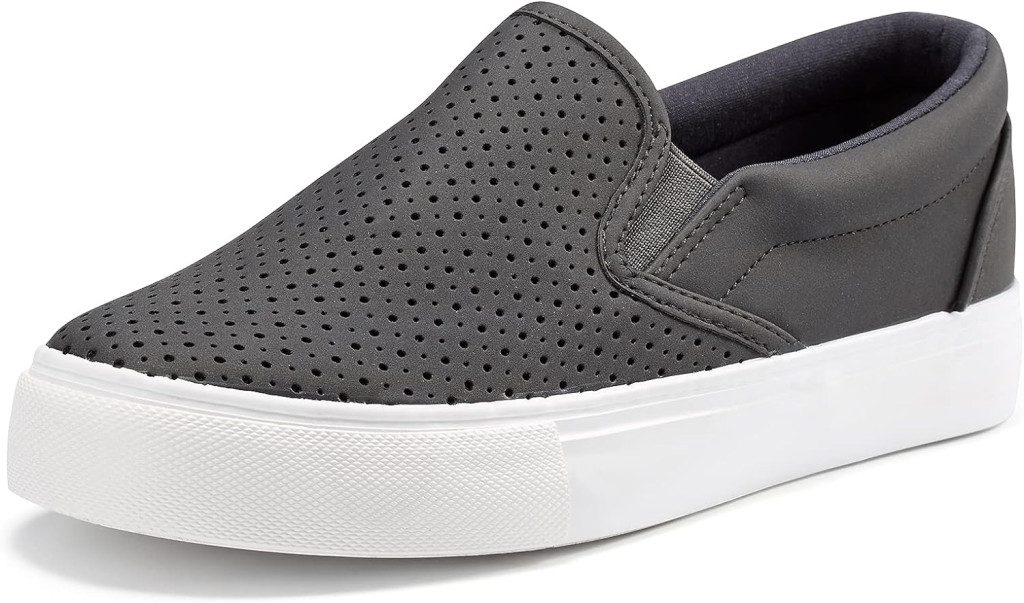 JENN ARDOR Womens Slip On Sneakers Perforated/Quilted Casual Shoes Fashion Walking Flats