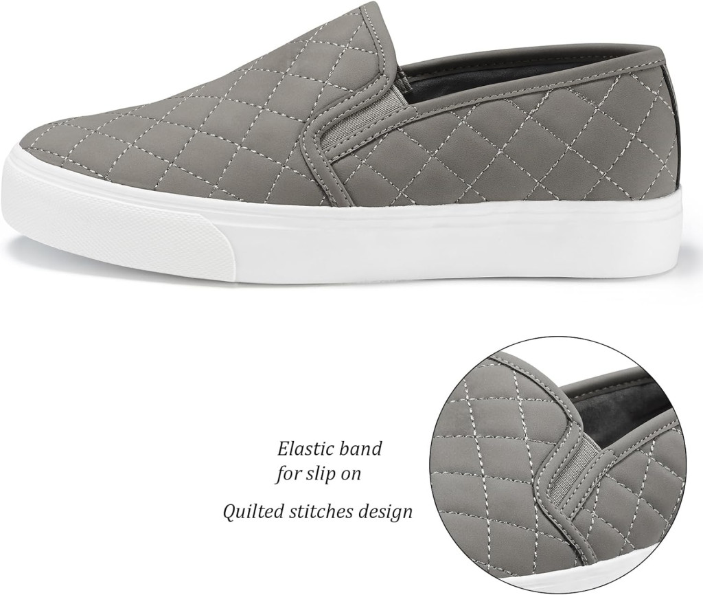 JENN ARDOR Womens Slip On Sneakers Perforated/Quilted Casual Shoes Fashion Walking Flats