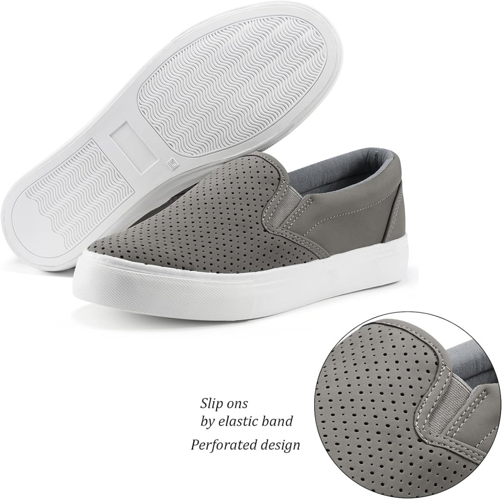 JENN ARDOR Womens Slip On Sneakers Perforated/Quilted Casual Shoes Fashion Walking Flats