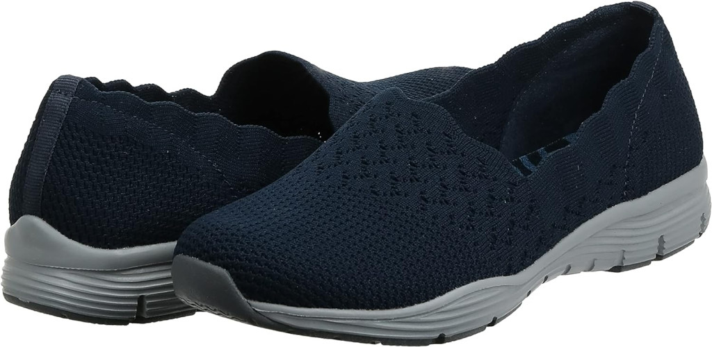 Skechers Womens Seager - Stat - Scalloped Collar, Engineered Skech-Knit Slip-on - Classic Fit