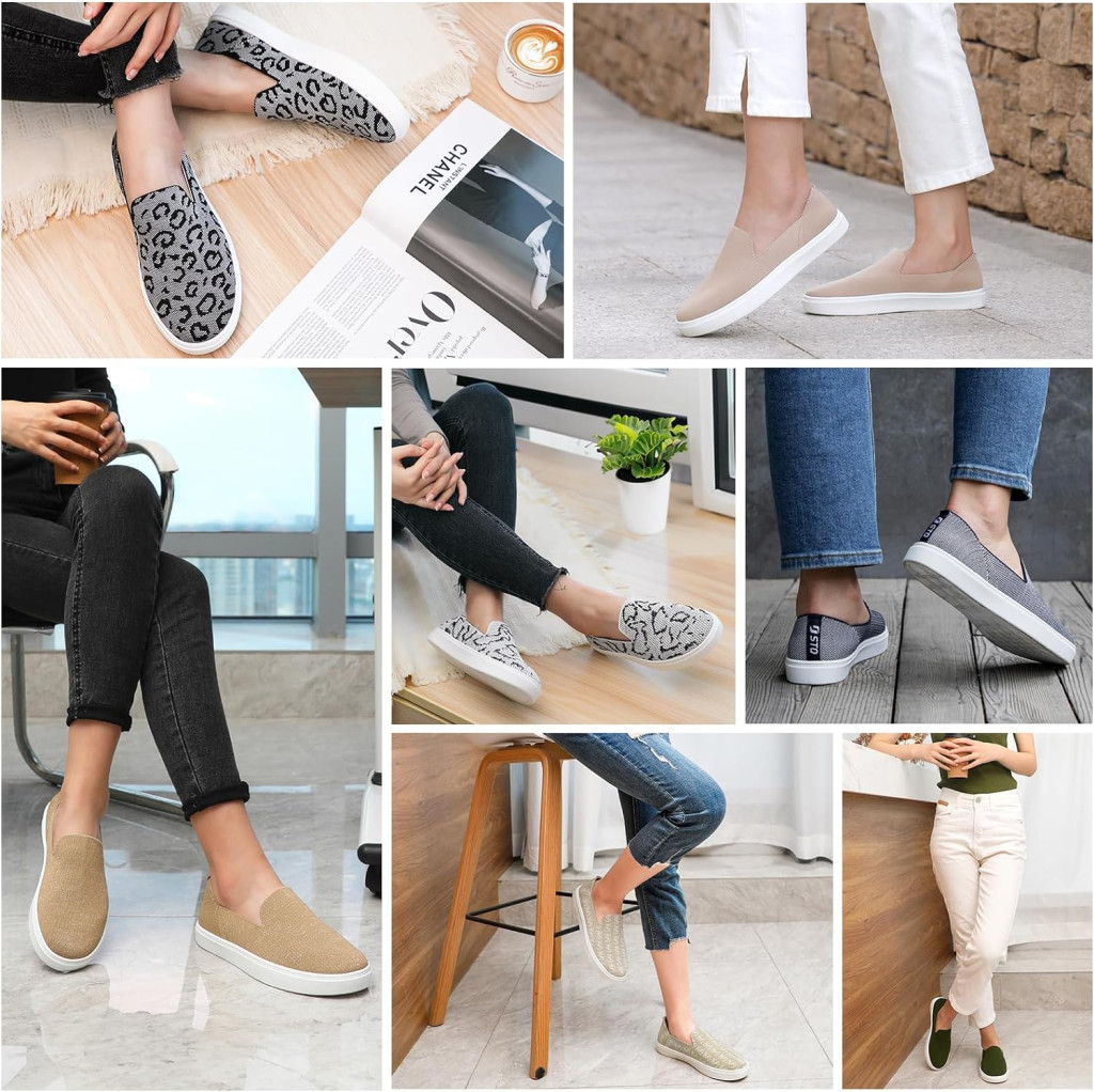 STQ Slip on Shoes for Women Breathable Fashion Sneakers Comfortable Knit Casual Shoes
