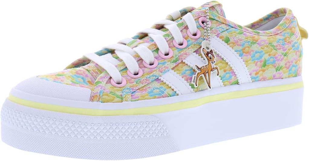 adidas Womens Disney Nizza Platform Shoes, Clear Pink/Cloud White/Calvi