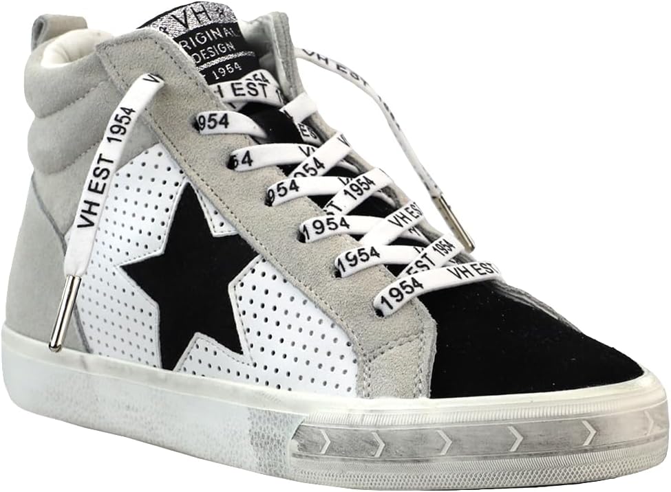 VINTAGE HAVANA Womens Lester Star Perforated High Sneakers Shoes Casual - Grey