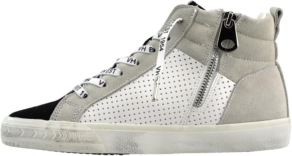 VINTAGE HAVANA Womens Lester Star Perforated High Sneakers Shoes Casual - Grey