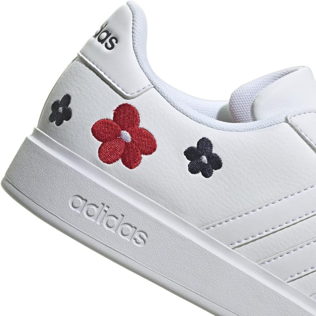 adidas Grand Court 2.0 Womens Tennis Shoes with Flower Print