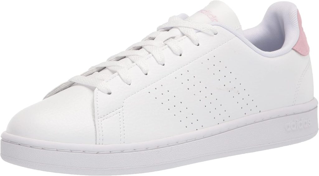 Adidas Womens Advantage Tennis Shoe, White/White/Aero Pink, 8