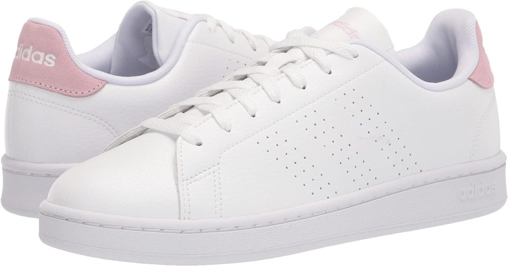 Adidas Womens Advantage Tennis Shoe, White/White/Aero Pink, 8