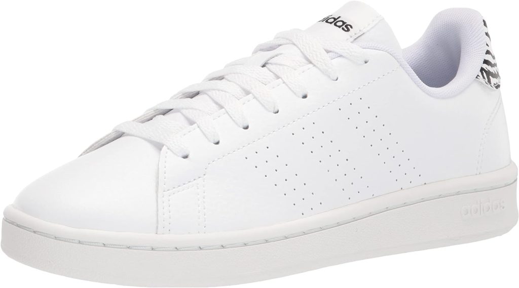 Adidas Womens Advantage Tennis Shoe, White/White/Crystal White, 8.5