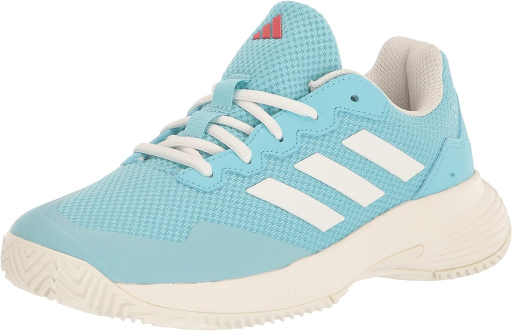 adidas Womens Game Court 2 Sneaker, Light Aqua/Off White/Bright Red, 6