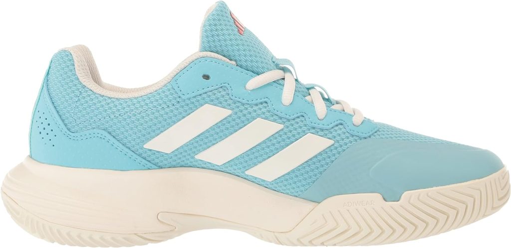 adidas Womens Game Court 2 Sneaker, Light Aqua/Off White/Bright Red, 6