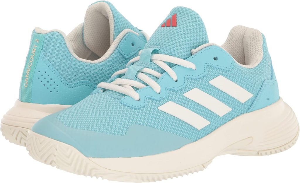 adidas Womens Game Court 2 Sneaker, Light Aqua/Off White/Bright Red, 7.5