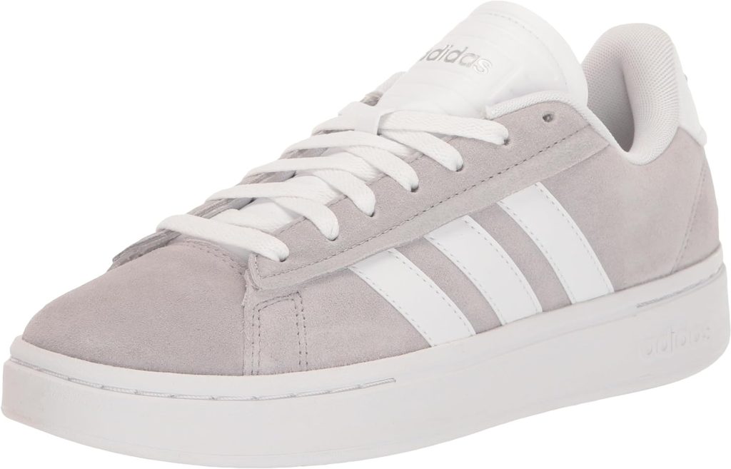 adidas Womens Grand Court Alpha Sneaker, Grey/White/Silver Metallic, 10