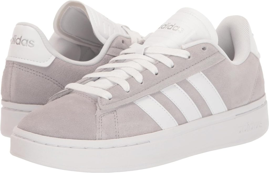 adidas Womens Grand Court Alpha Sneaker, Grey/White/Silver Metallic, 10