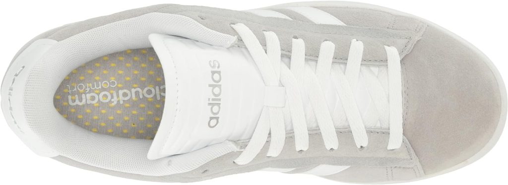 adidas Womens Grand Court Alpha Sneaker, Grey/White/Silver Metallic, 11