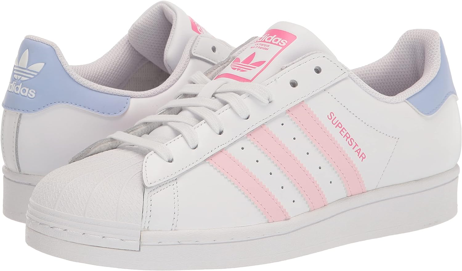 adidas Womens Superstar Sneaker, White/Clear Pink/Pulse Magenta, 6.5 Narrow