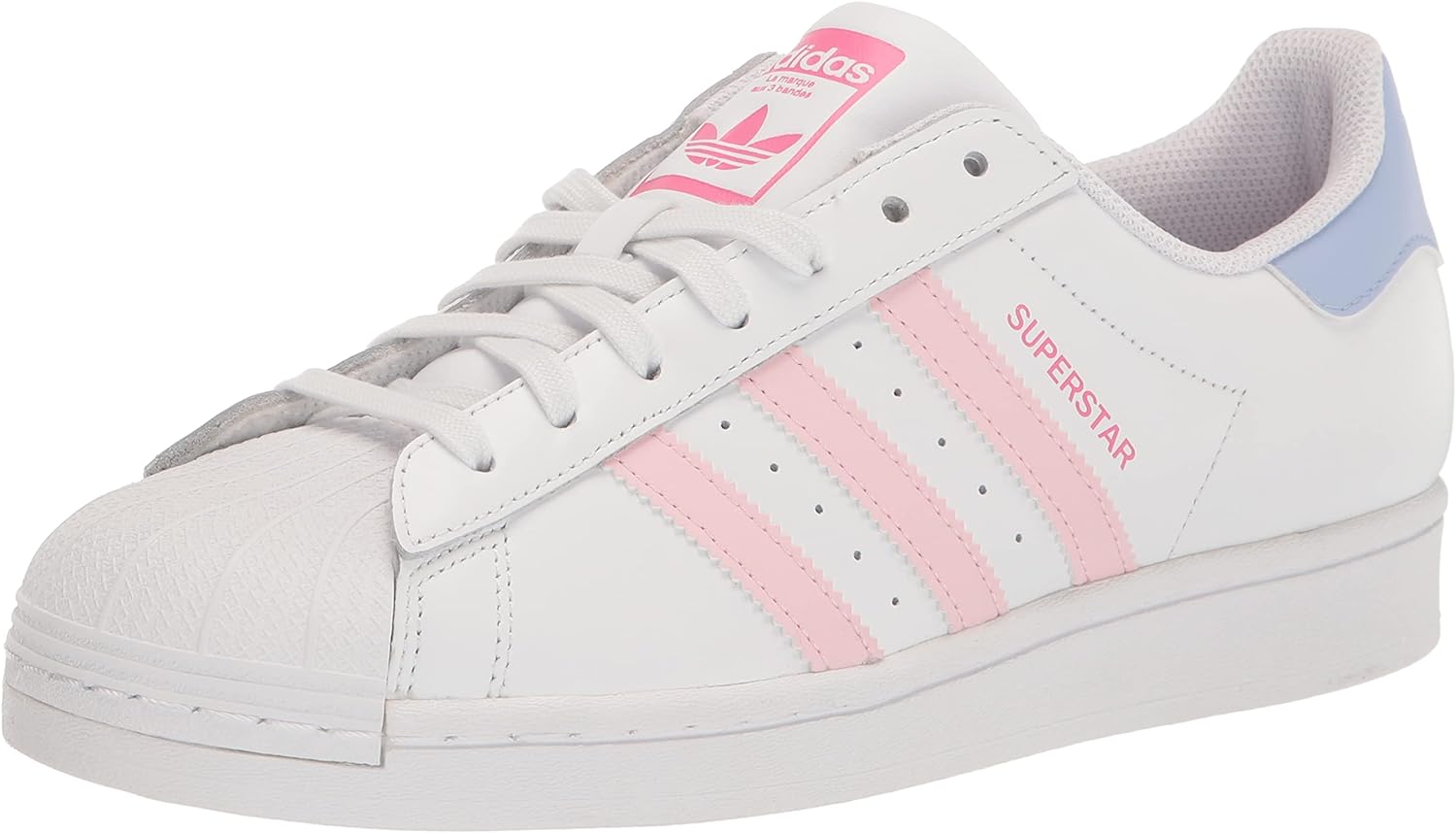 adidas Womens Superstar Sneaker, White/Clear Pink/Pulse Magenta, 6.5 Narrow