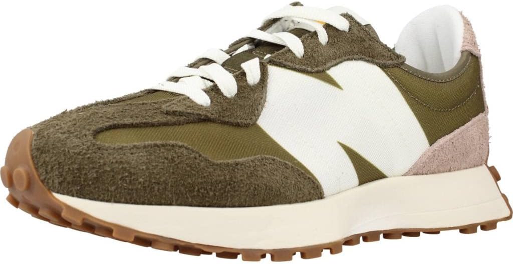 New Balance Mens 327 Sneaker, White with Black (Dark Moss/Gum/White, US Footwear Size System, Adult, Men, Numeric, Medium, 9)