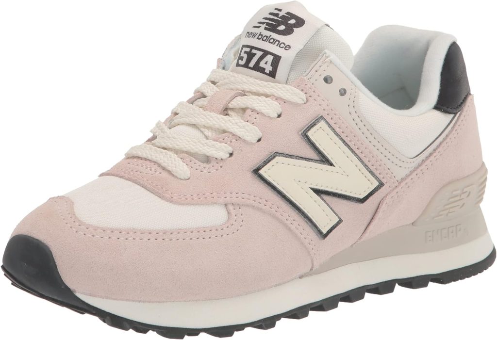 New Balance Womens 574 V2 Transcendent Pearl Sneaker, Washed Pink/Blacktop/Turtledove, 7