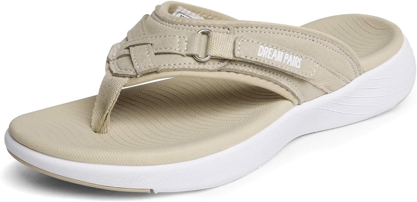 DREAM PAIRS Womens Arch Support Flip Flops Comfortable Thong Sandals