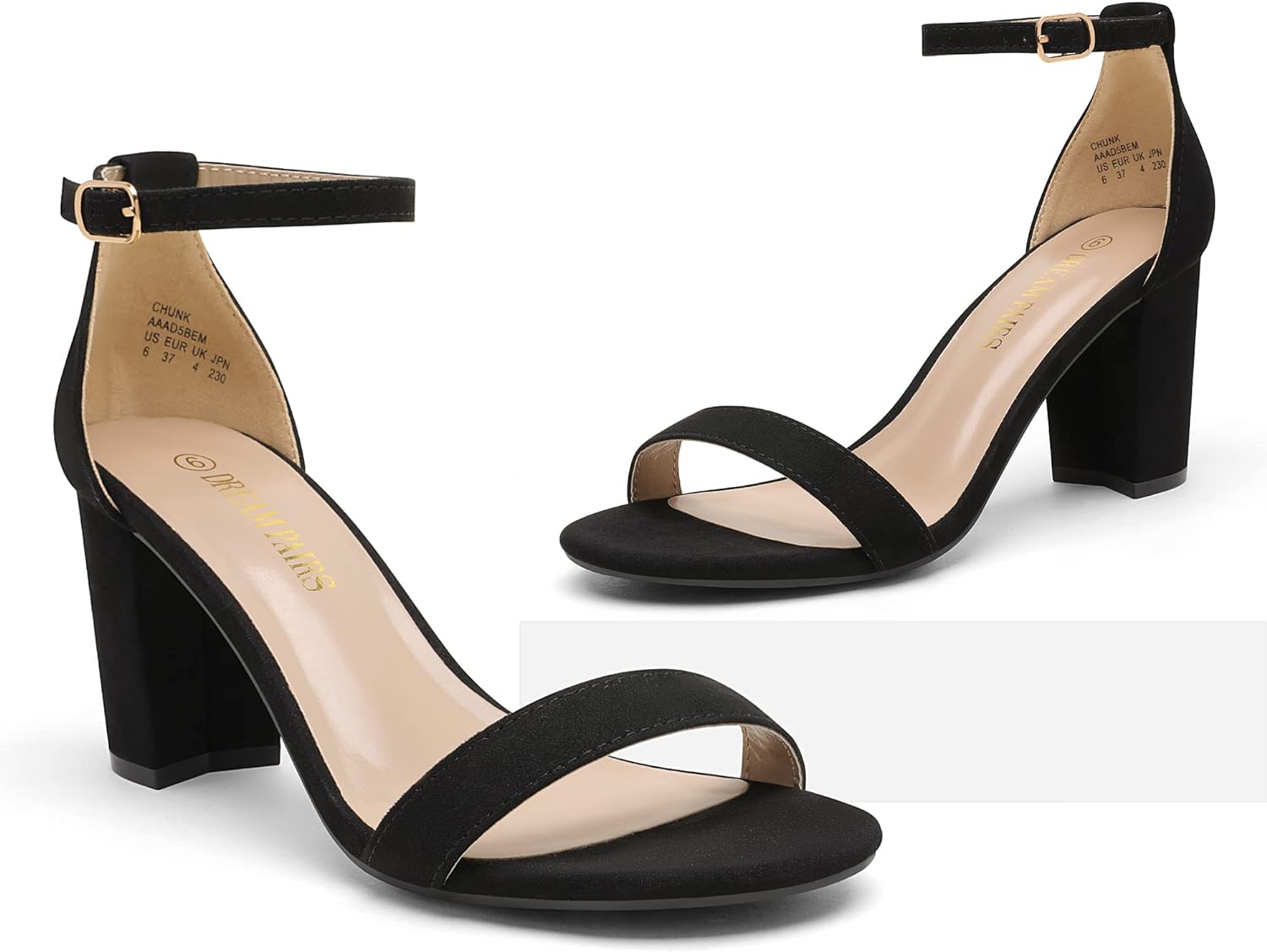 DREAM PAIRS Womens Chunk Low Heel Pump Sandals