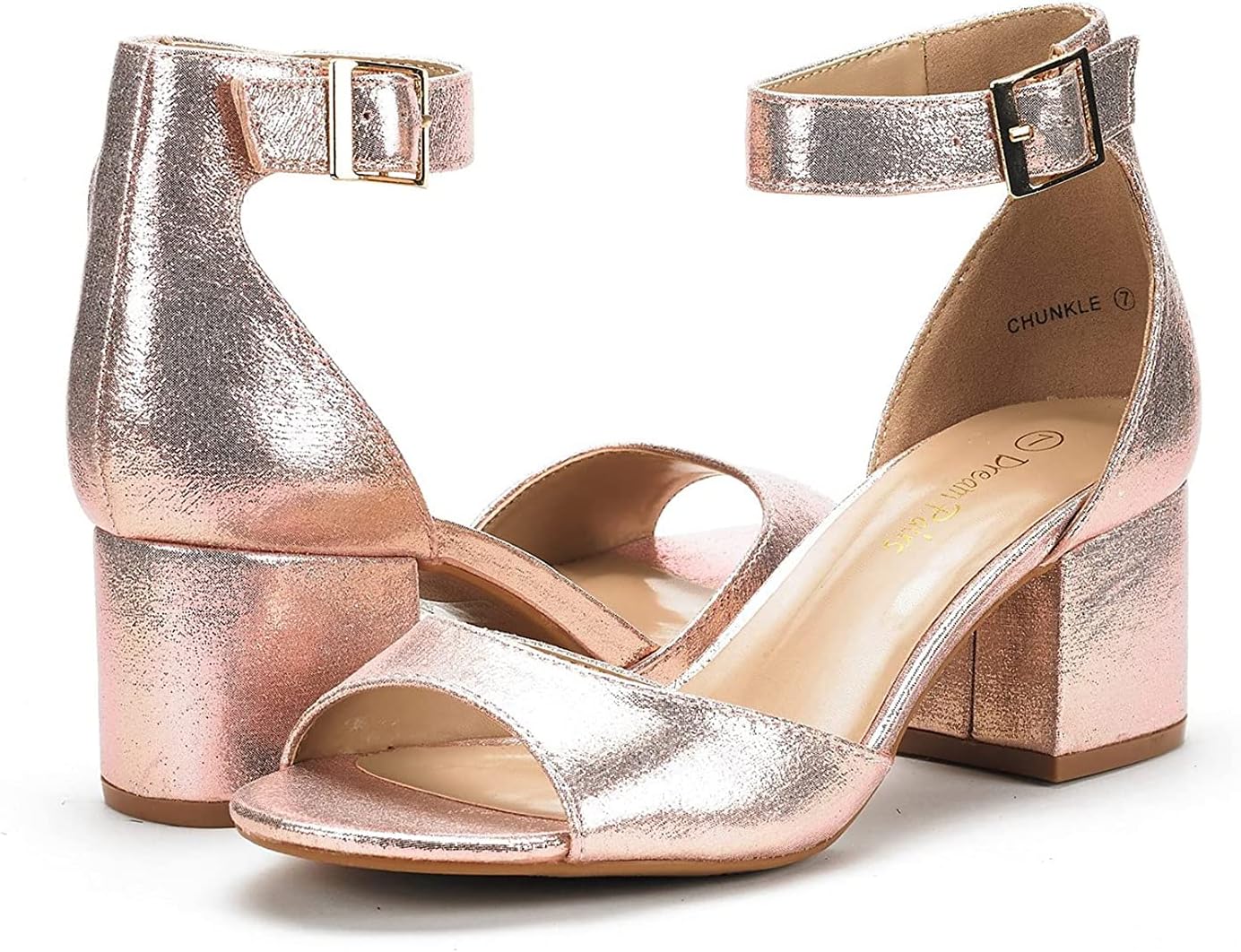 DREAM PAIRS Womens Chunkle Low Heel Pump Sandals