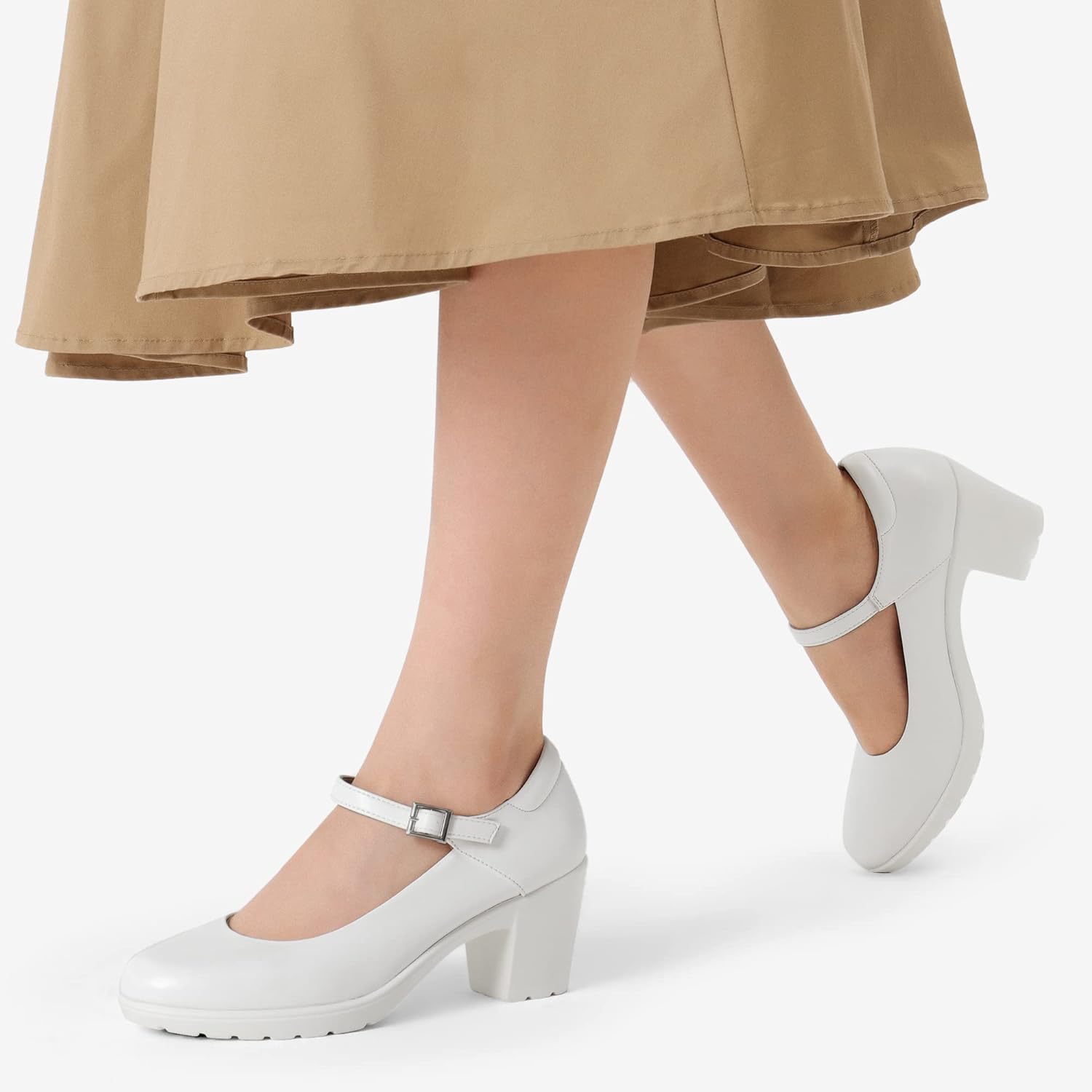 DREAM PAIRS Womens Chunky Low Block Heels Mary Jane Closed Toe Work Pumps Comfortable Round Toe Dress Wedding Shoes