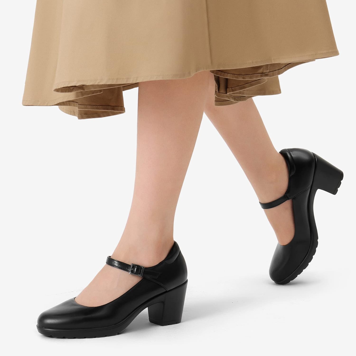 DREAM PAIRS Womens Chunky Low Block Heels Mary Jane Closed Toe Work Pumps Comfortable Round Toe Dress Wedding Shoes