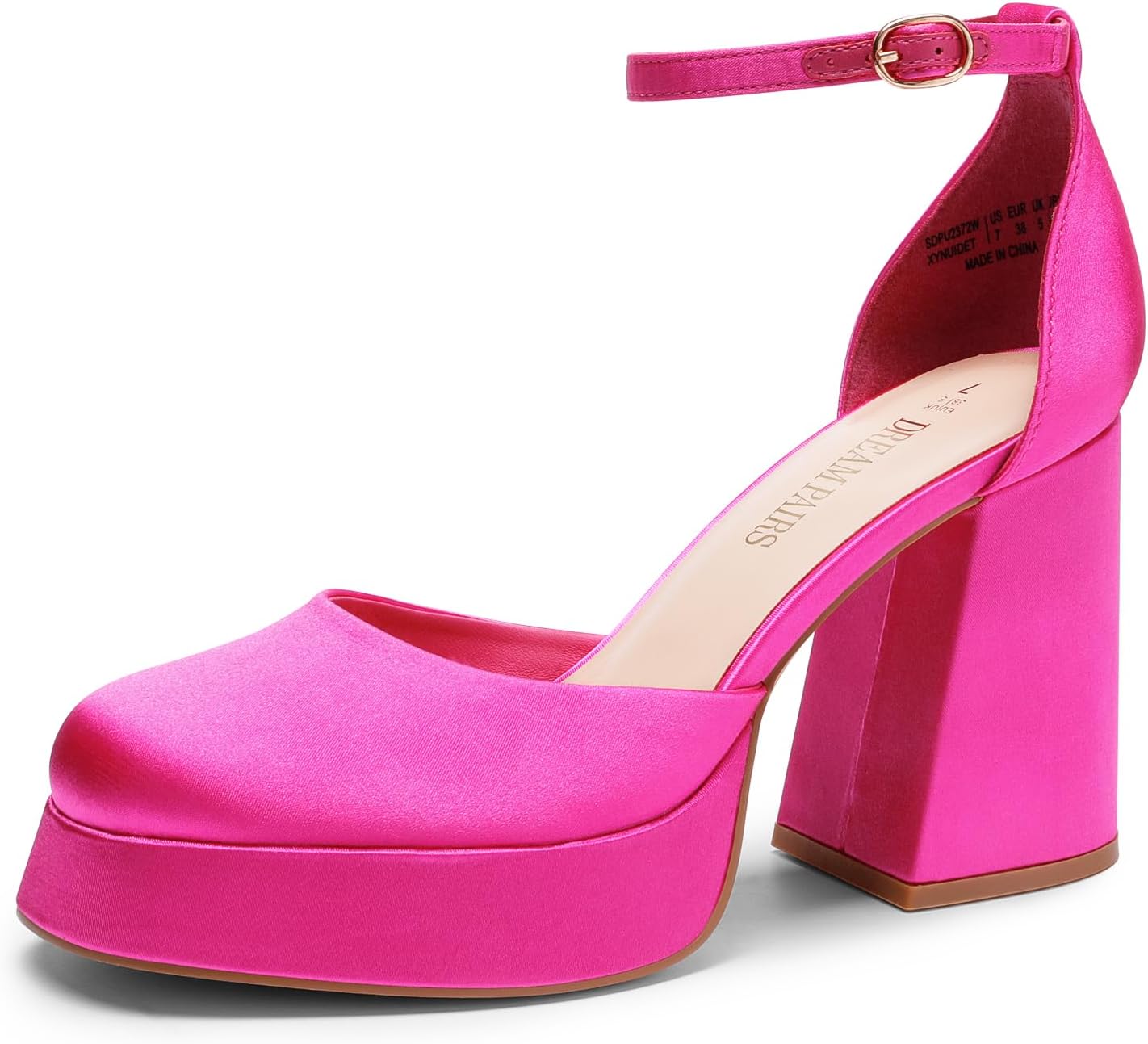 DREAM PAIRS Womens Chunky Platform High Heels Closed Toe Block Ankle Strap Dress Wedding Party Pumps Shoes