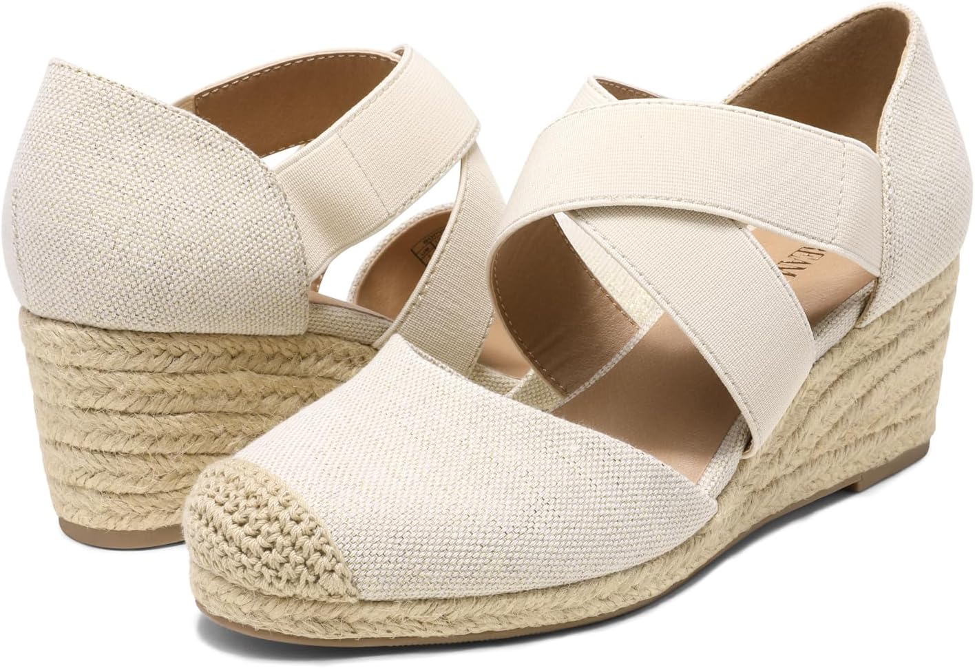 DREAM PAIRS Womens Close Toe Espadrilles Platform Slip on Elastic Criss Cross Straps Dressy Wedges Sandals