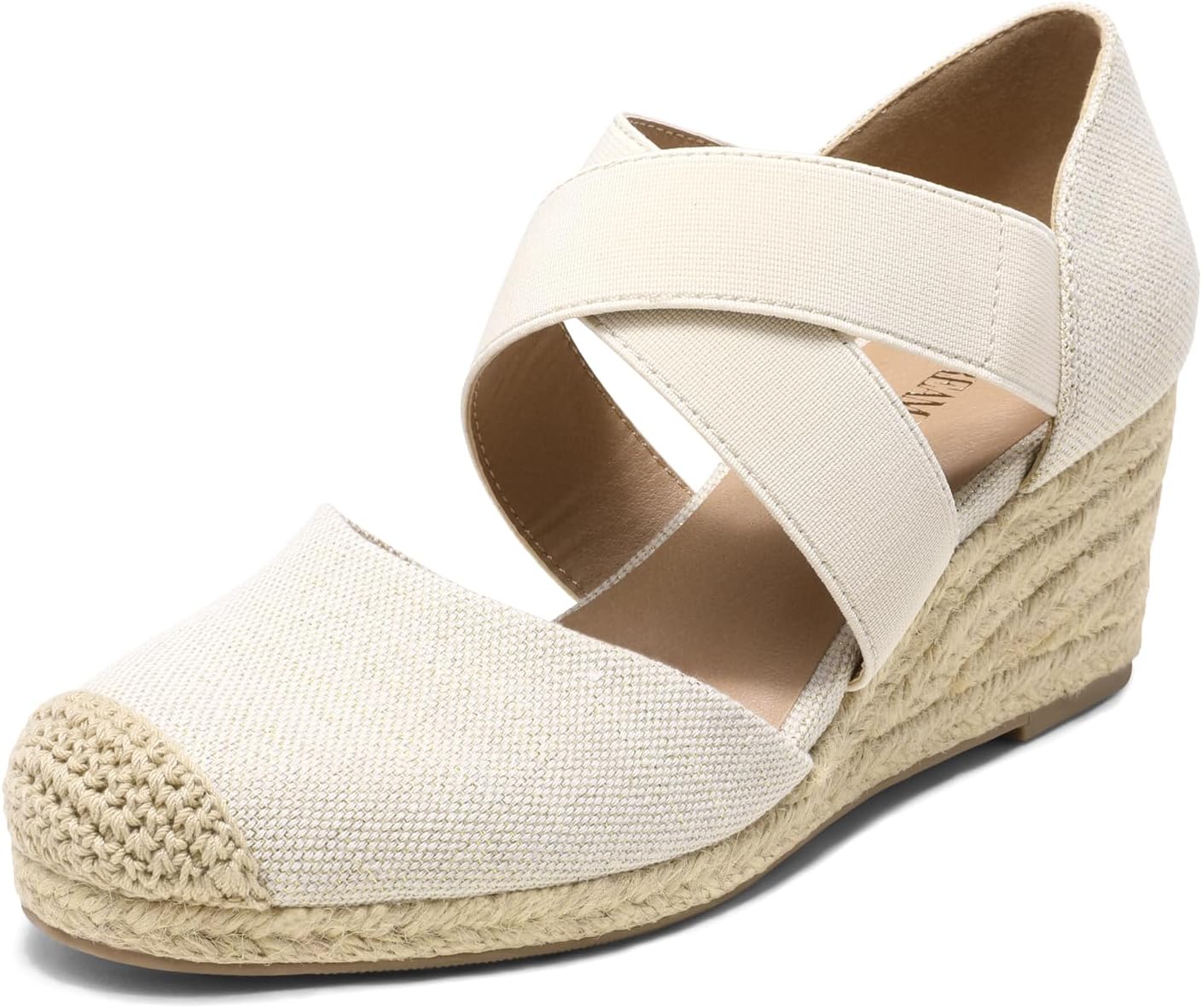 DREAM PAIRS Womens Close Toe Espadrilles Platform Slip on Elastic Criss Cross Straps Dressy Wedges Sandals