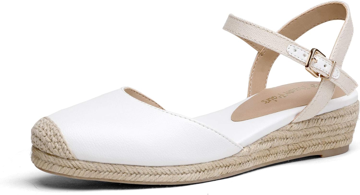 DREAM PAIRS Womens Closed Toe Elastic Ankle Strap Espadrilles Wedge Sandals