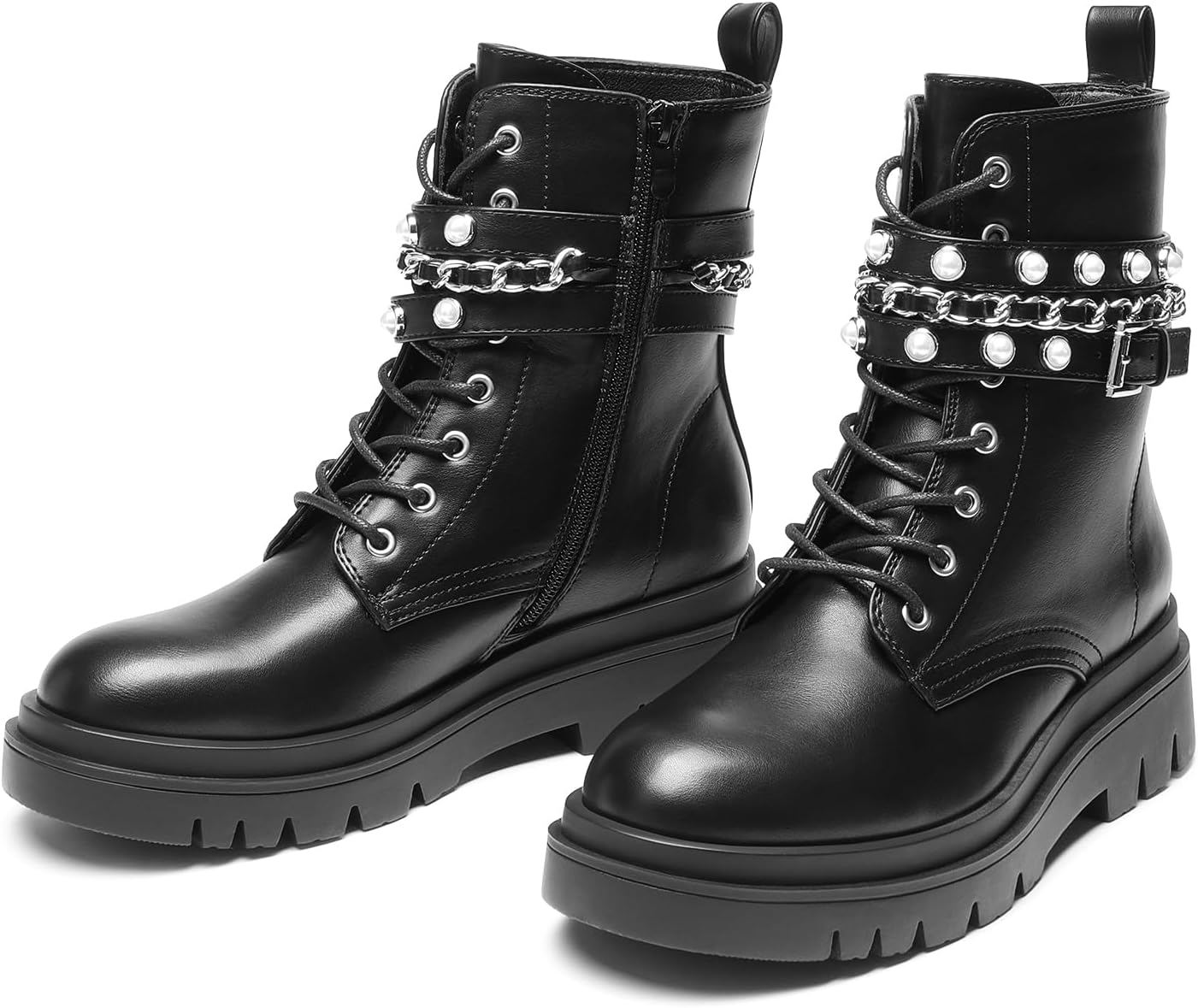 DREAM PAIRS Womens Fashion Platform Combat Boots Lace Up Lug Sole Goth Ankle Booties Shoes