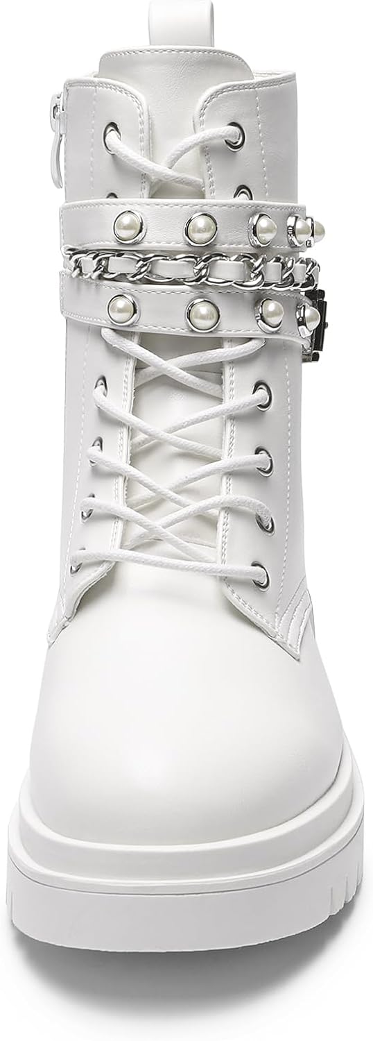 DREAM PAIRS Womens Fashion Platform Combat Boots Lace Up Lug Sole Goth Ankle Booties Shoes