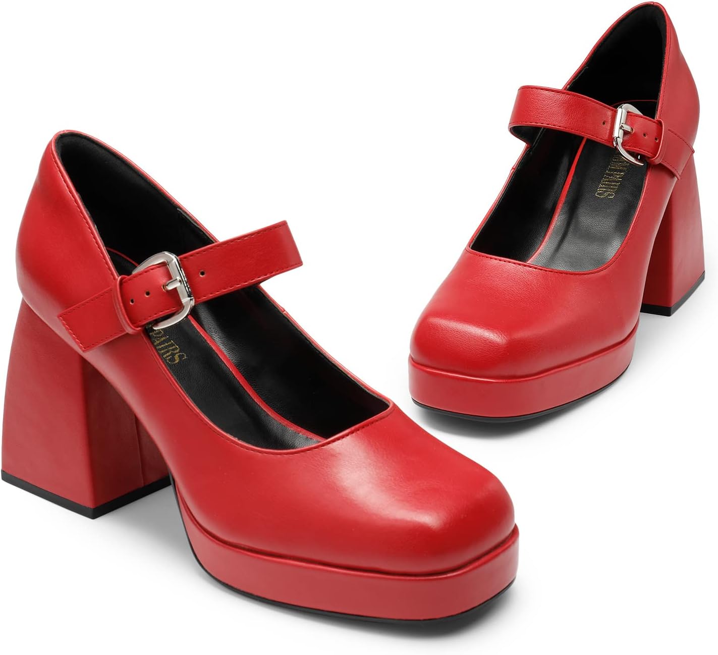 DREAM PAIRS Womens High Chunky Platform Closed Toe Mary Jane Block Heels Square Toe Strappy Dress Wedding Party Pumps Shoes
