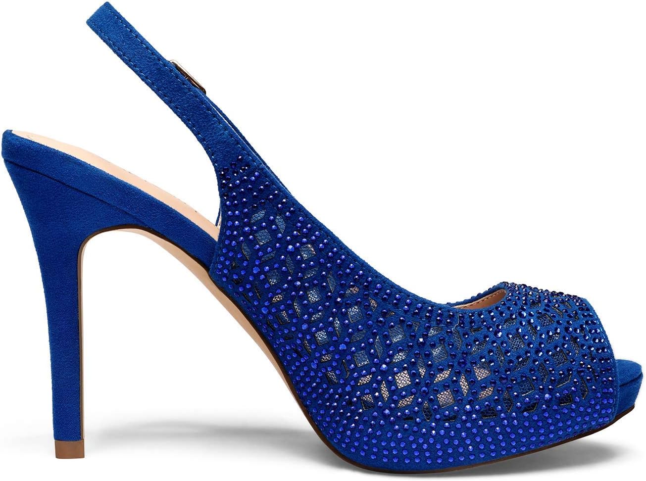 DREAM PAIRS Womens High Heels Platform Dress Rhinestones Peep Toe Pumps Shoes