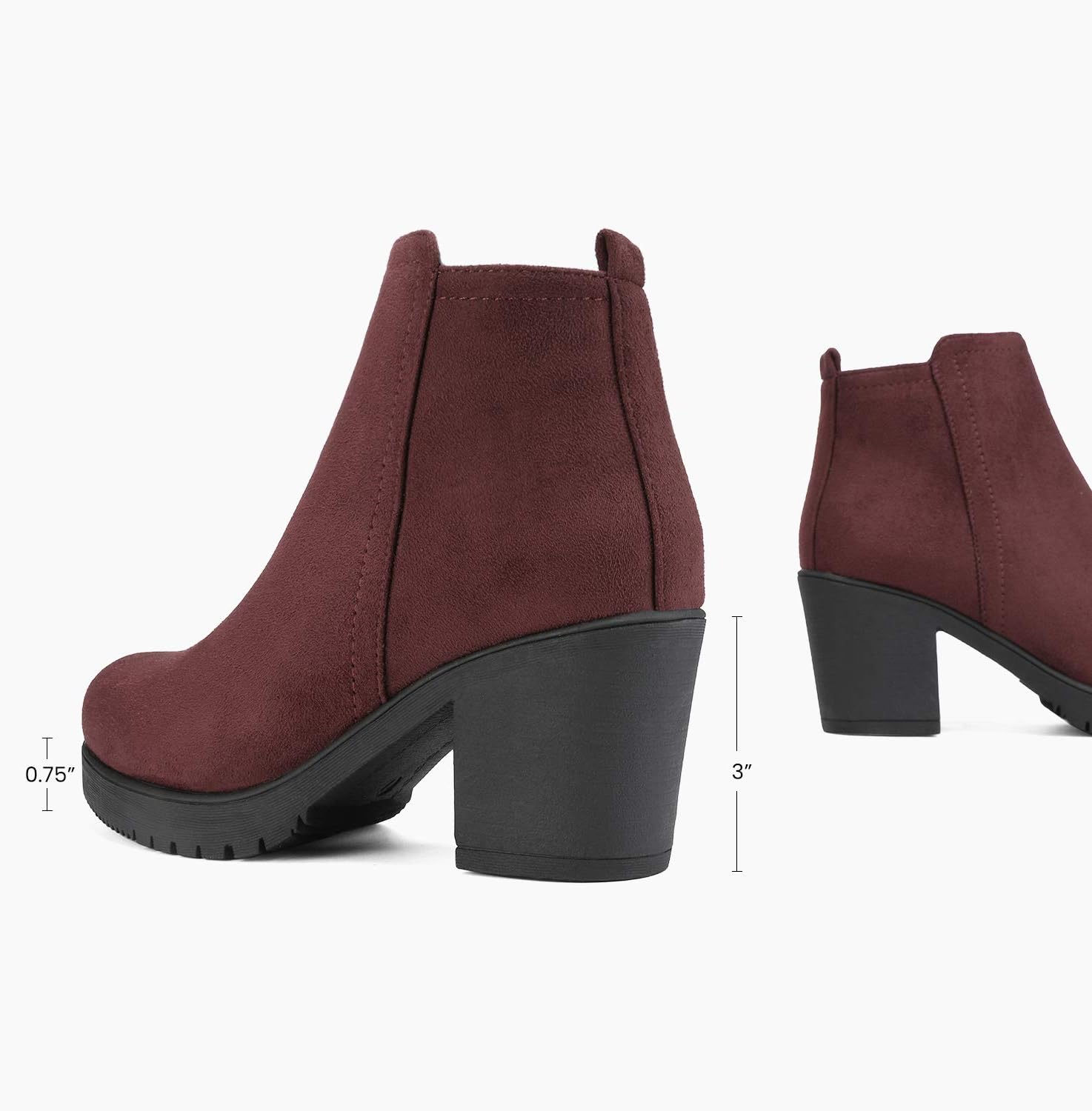DREAM PAIRS Womens Low Heel Chunky Ankle Boots Winter Shoes