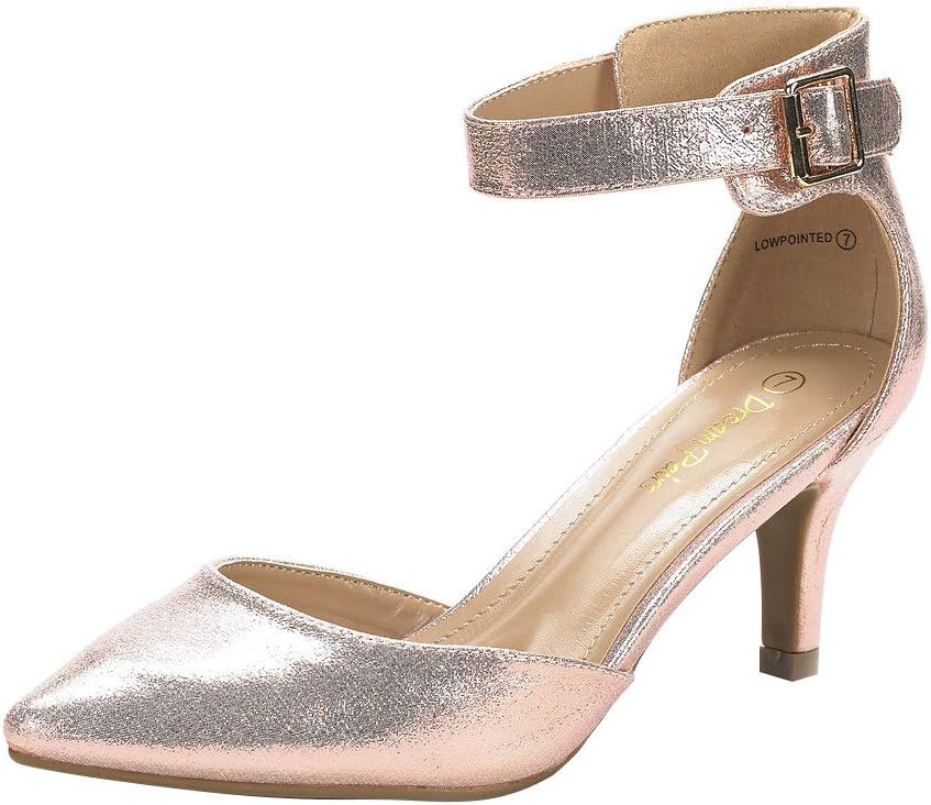 DREAM PAIRS Womens Lowpointed Low Heel Dress Pump Shoes