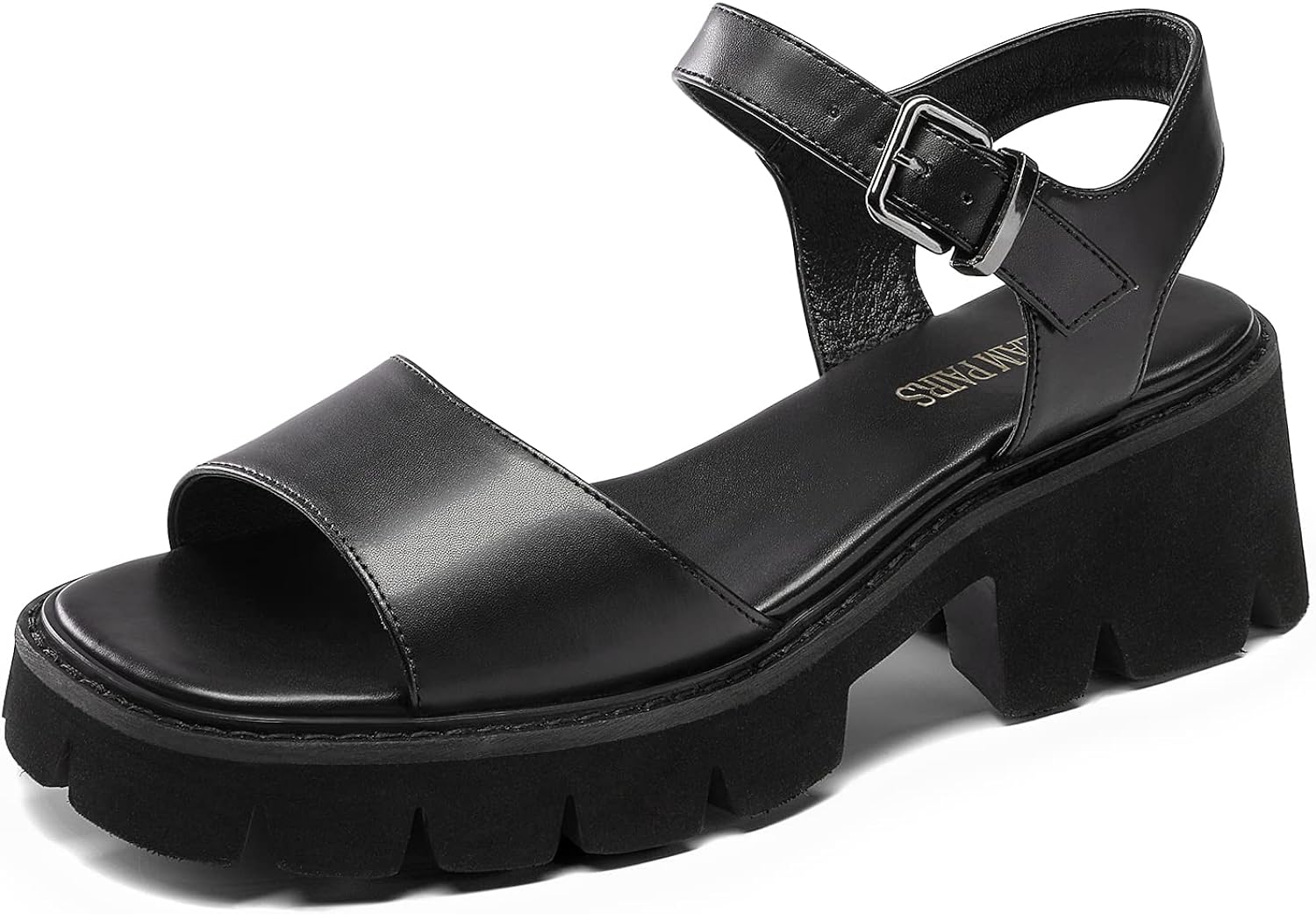 DREAM PAIRS Womens Lug Sole Low Platform Chunky Block Heels Square Toe Ankle Straps Sandals