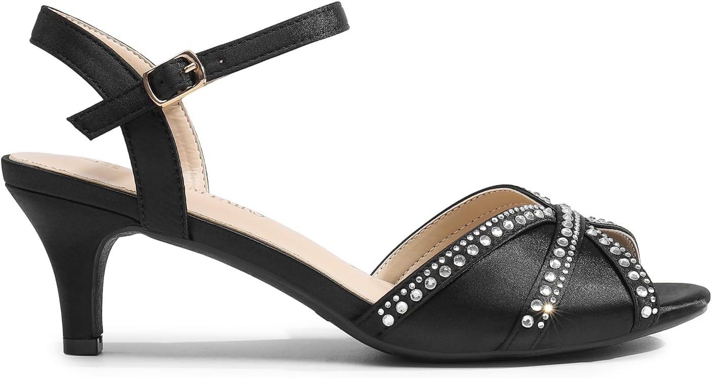 DREAM PAIRS Womens Nina Low Heel Pump Sandals