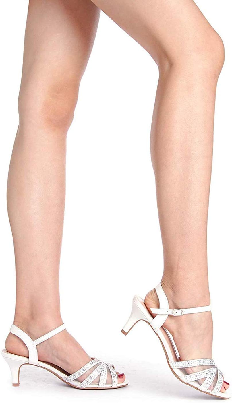 DREAM PAIRS Womens Nina Low Heel Pump Sandals