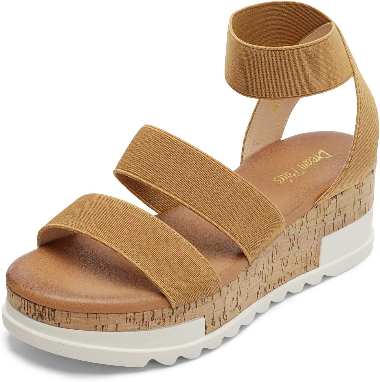 DREAM PAIRS Womens Open Toe Ankle Strap Casual Flatform Platform Sandals