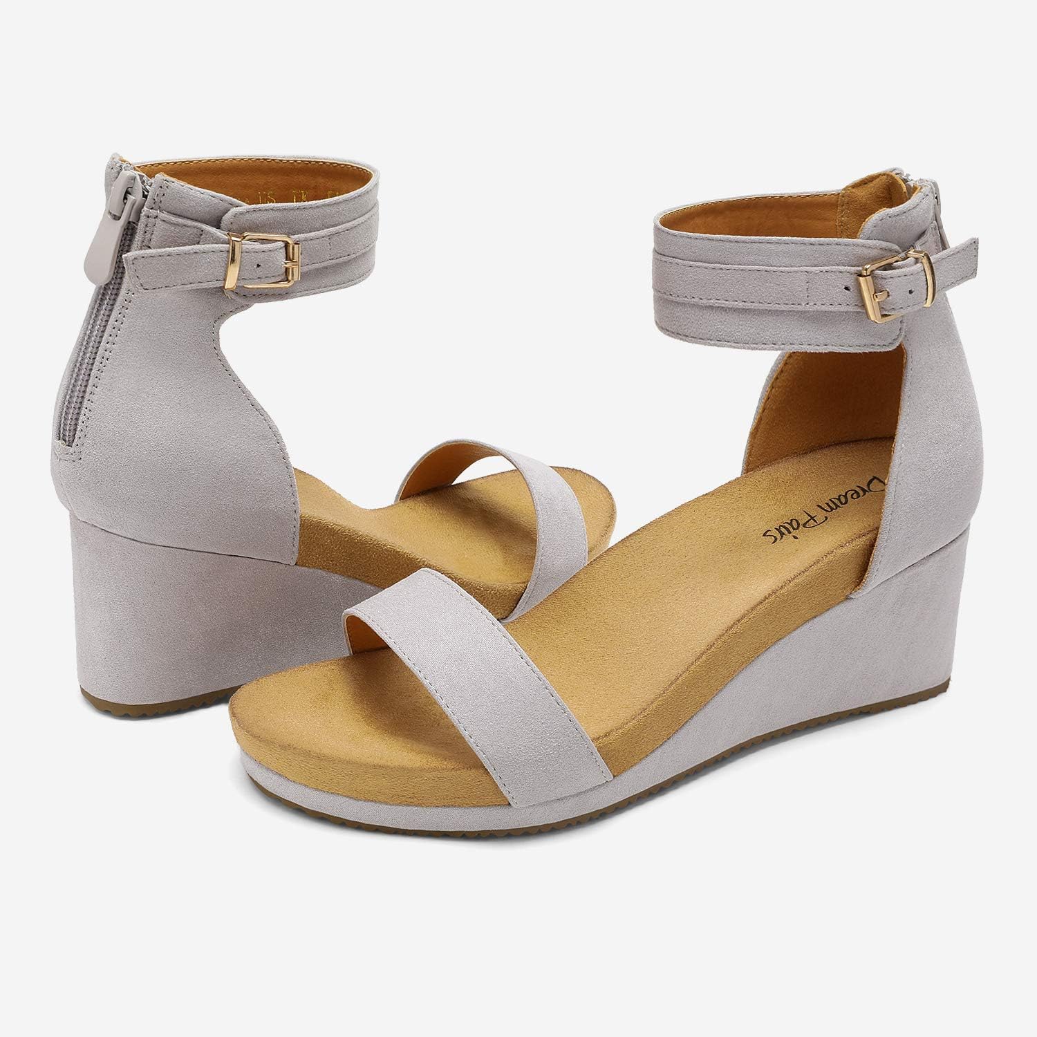 DREAM PAIRS Womens Open Toe Buckle Ankle Strap Platform Wedge Sandals