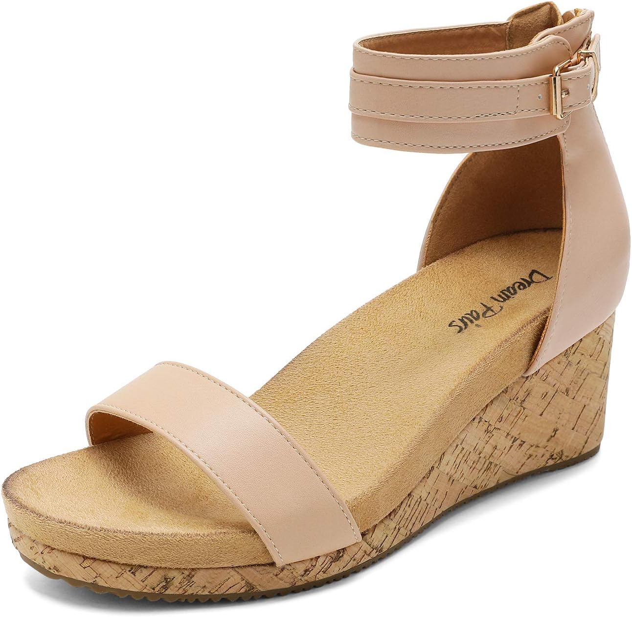 DREAM PAIRS Womens Open Toe Buckle Ankle Strap Platform Wedge Sandals
