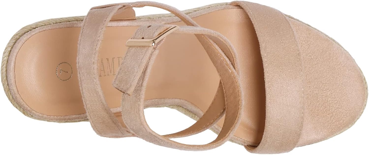 DREAM PAIRS Womens Open Toe Espadrilles Dressy Platform Sandals Buckle Ankle Strap Stylish Wedges Sandals