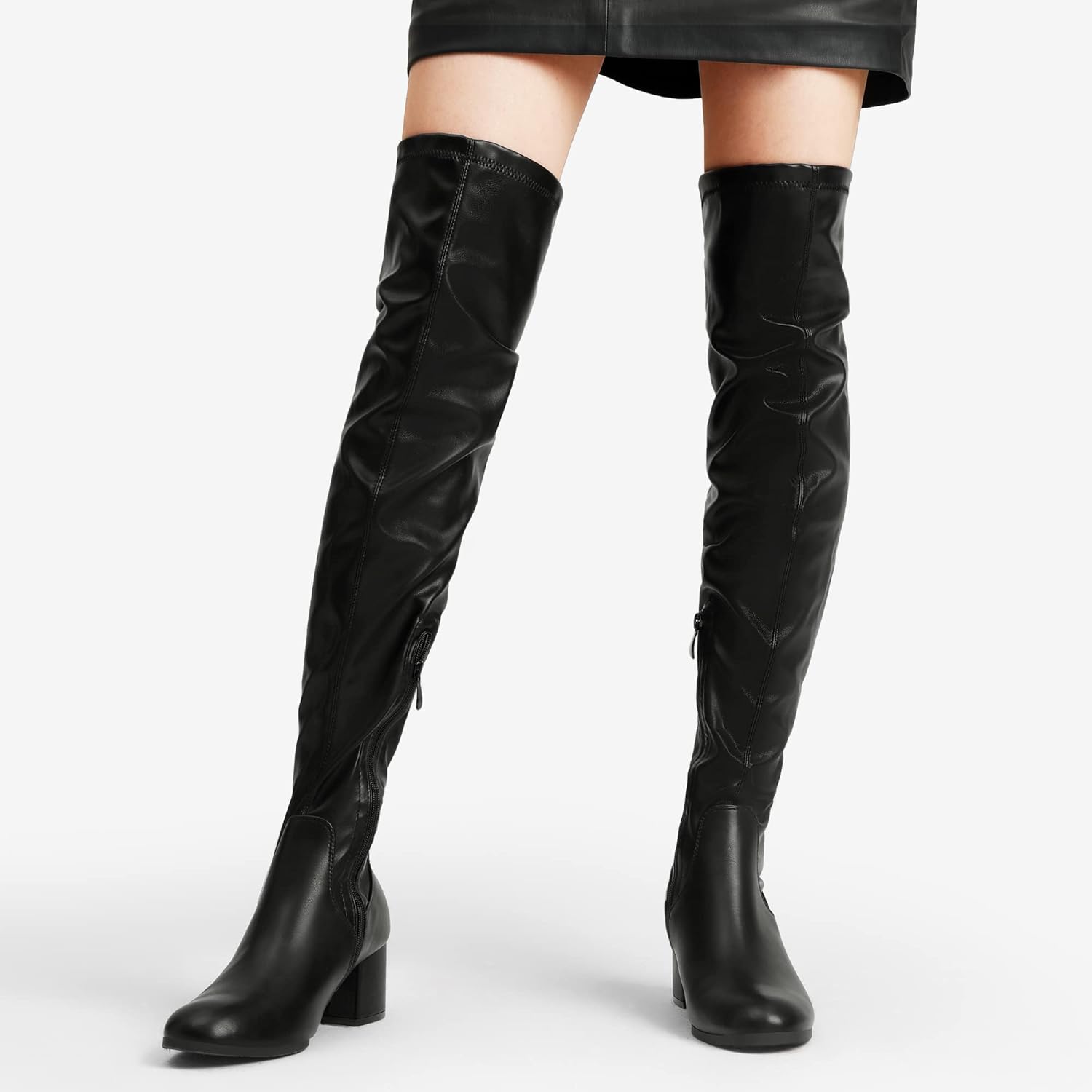 DREAM PAIRS Womens Over The Knee Thigh High Chunky Heel Boots Long Stretch Sexy Fall Boots