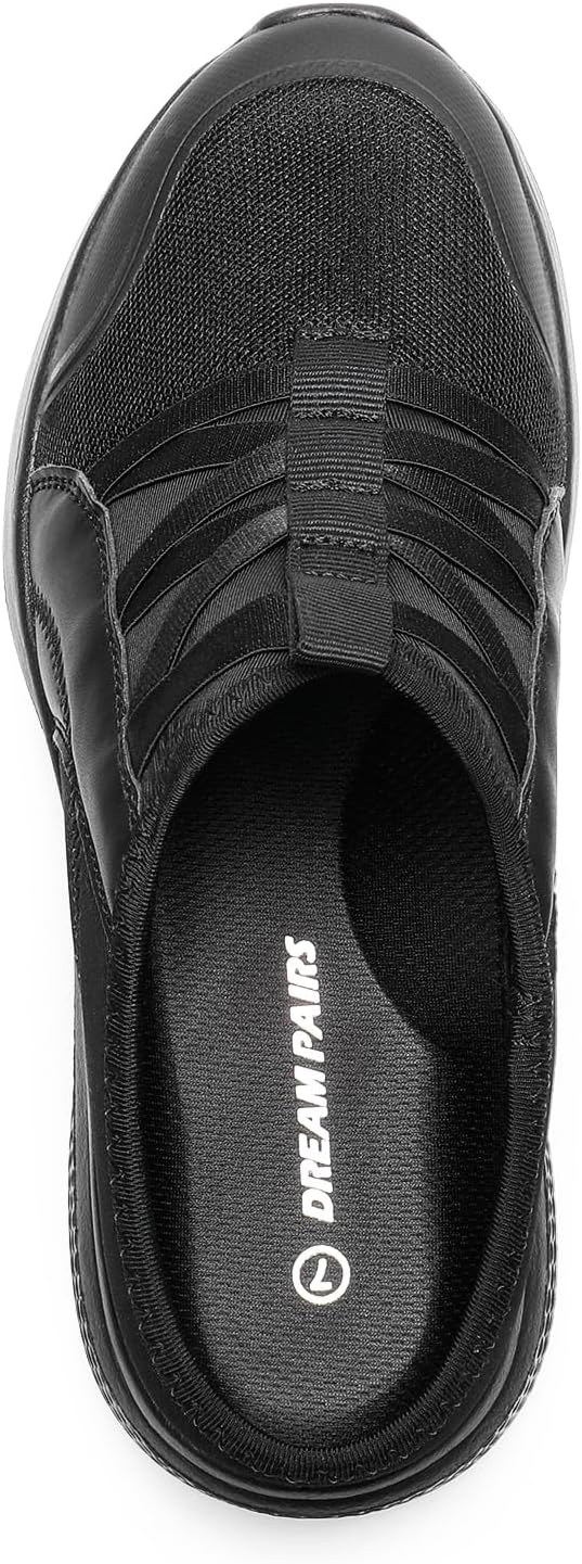 DREAM PAIRS Womens Sneakers Mules Comfortable Slip on Arch Support Breathable Lightweight Platform Casual Open Back Mesh Walking Shoes