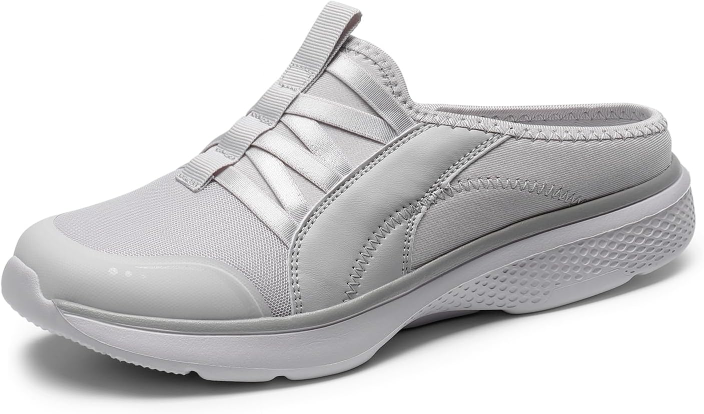 DREAM PAIRS Womens Sneakers Mules Comfortable Slip on Arch Support Breathable Lightweight Platform Casual Open Back Mesh Walking Shoes