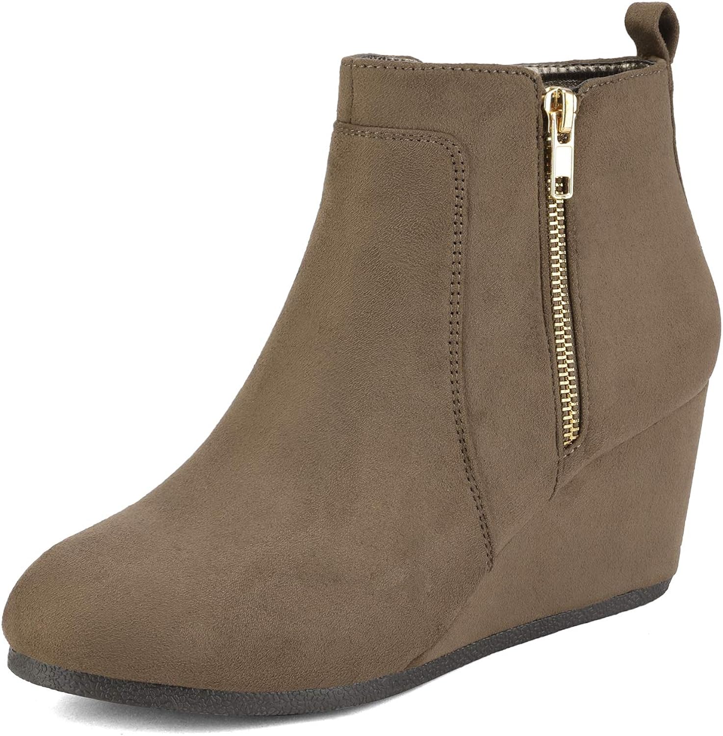 DREAM PAIRS Womens Suede Low Wedges Ankle Boots